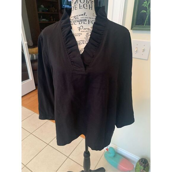 NWT Crown & Ivy Women's 3/4 Sleeve Ruffle Neck Top - Picture 10 of 10